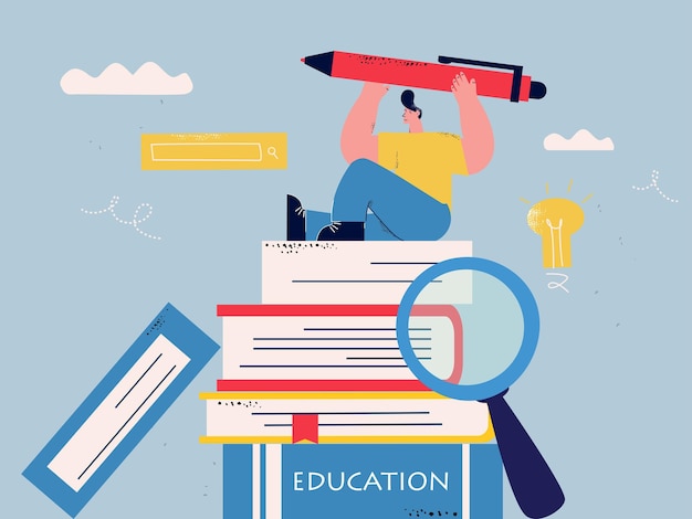 Educación aprendizaje enseñanza ilustración vectorial plana Clases lecciones cursos de formación