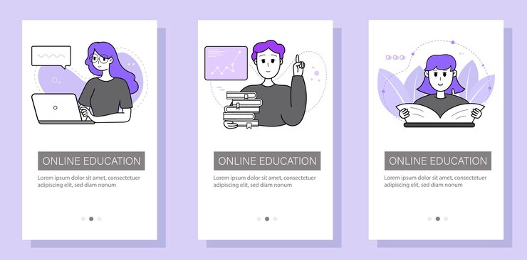 Vector educación y autodesarrollo el concepto de seminarios de capacitación cursos en línea conjunto de plantillas de diseño moderno para sitios web aplicaciones folletos folletos ilustración vectorial