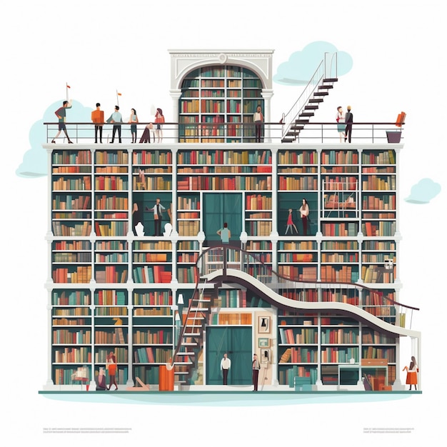 educación biblioteca libro vector ilustración estudio escuela leer literatura universidad diseño