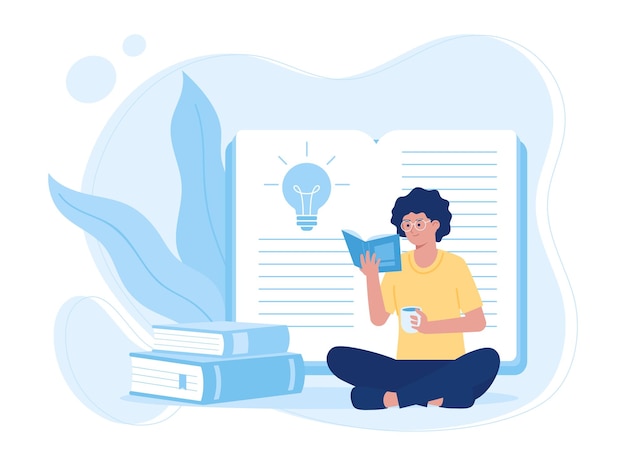 educación concepto de aprendizaje le gusta leer la gente lee o los estudiantes estudian concepto ilustración plana
