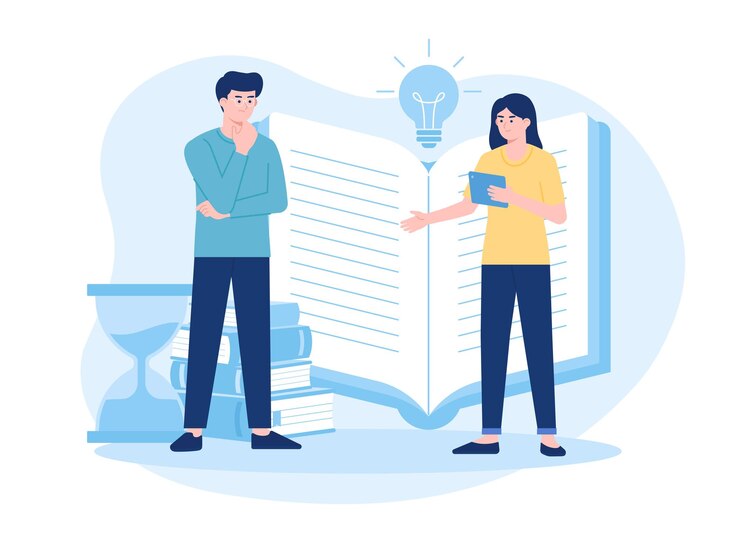 Vector la educación y el conocimiento son el poder de construir ideas creativas concepto ilustración plana