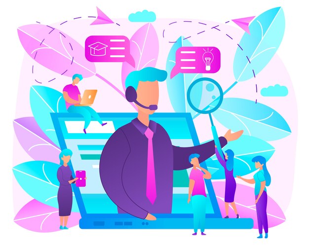 Educación con cursos en línea plana Vector concepto