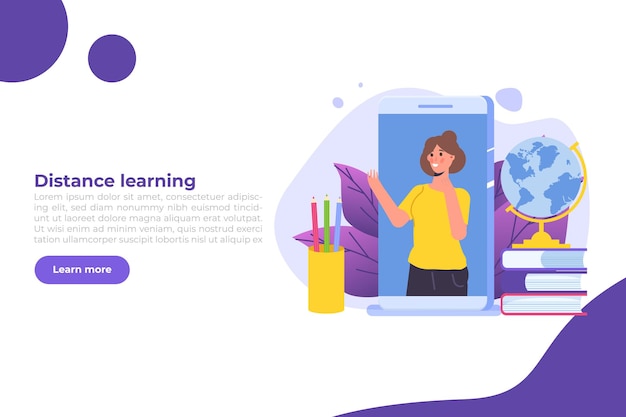 Educación a distancia en línea video tutoriales conceptos ilustración vectorial