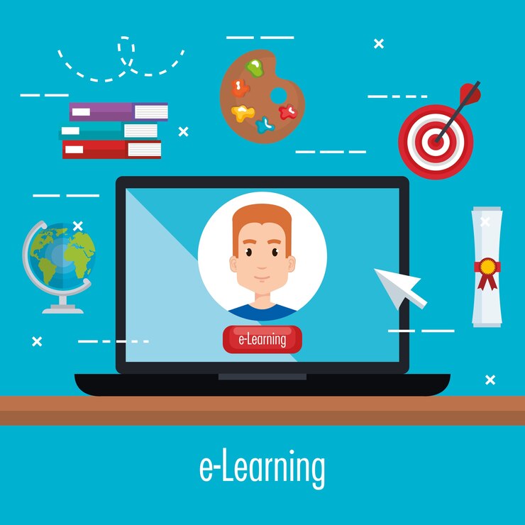 Vector educación electrónica con diseño de ilustración vectorial portátil