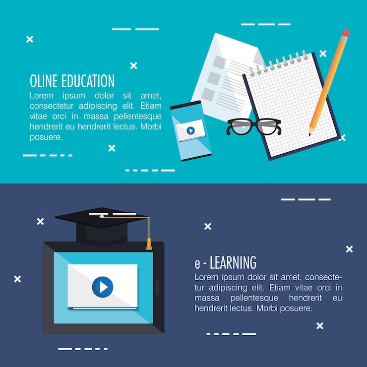 Vector educación electrónica con diseño de ilustración vectorial tableta