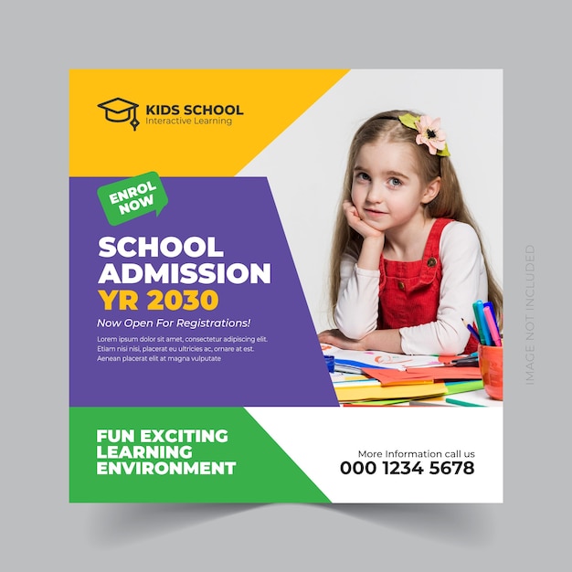 Educación escolar admisión publicación en las redes sociales y banner web eps
