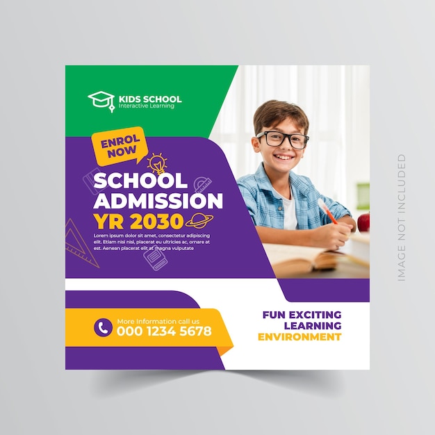 Educación escolar admisión publicación en las redes sociales y banner web eps