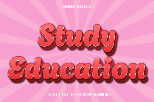 Educación de estudio Efecto de texto editable Estilo de gradiente en relieve 3D