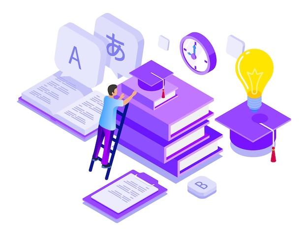 Educación Ilustración isométrica
