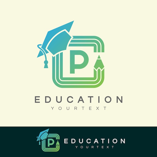 Educación inicial letra P diseño de logotipo