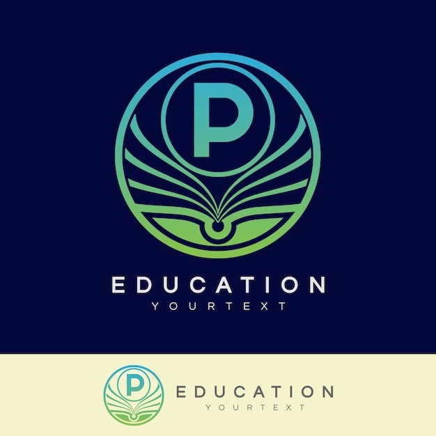 Educación inicial letra P diseño de logotipo