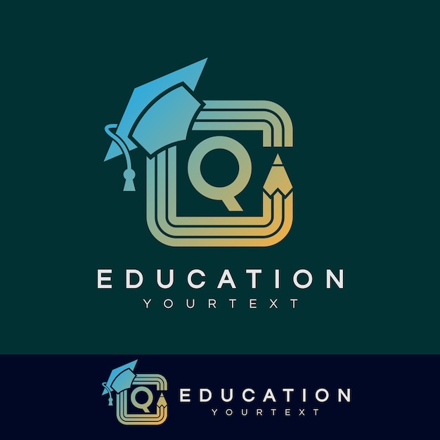 Vector educación inicial letra q diseño de logotipo