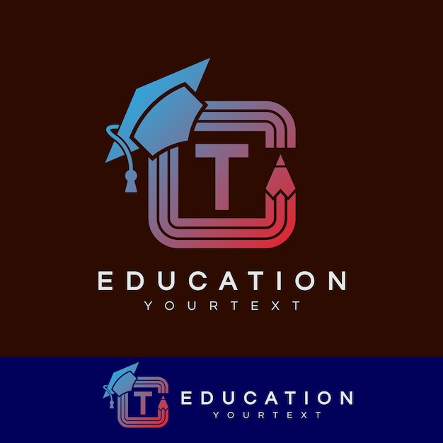 Educación inicial letra T diseño de logotipo