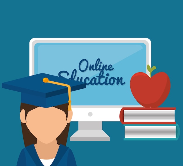 educación en línea aislados iconos vector ilustración diseño