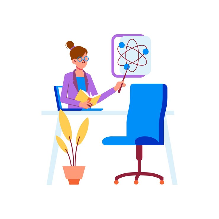 Vector educación en línea aprendizaje a distancia en el concepto de hogar con escritorio de profesor portátil plano