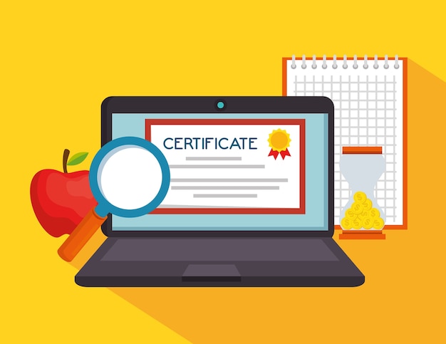 educación en línea con la computadora portátil