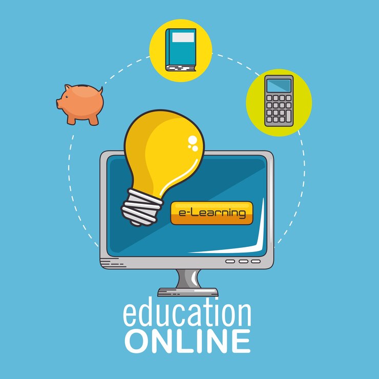 Vector educación en línea y concepto de e-learning.