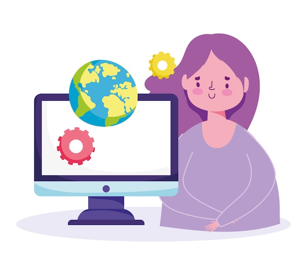 Educación en línea, curso de lección de mundo de la computación