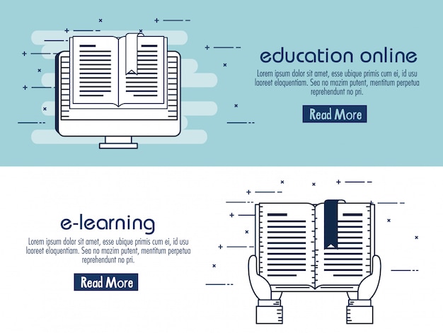 Vector educación en línea establecer iconos