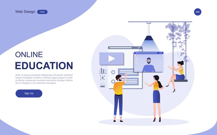 Vector educación en línea, formación y cursos, aprendizaje.