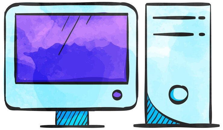 Vector educación en línea de icono de estilo acuarela