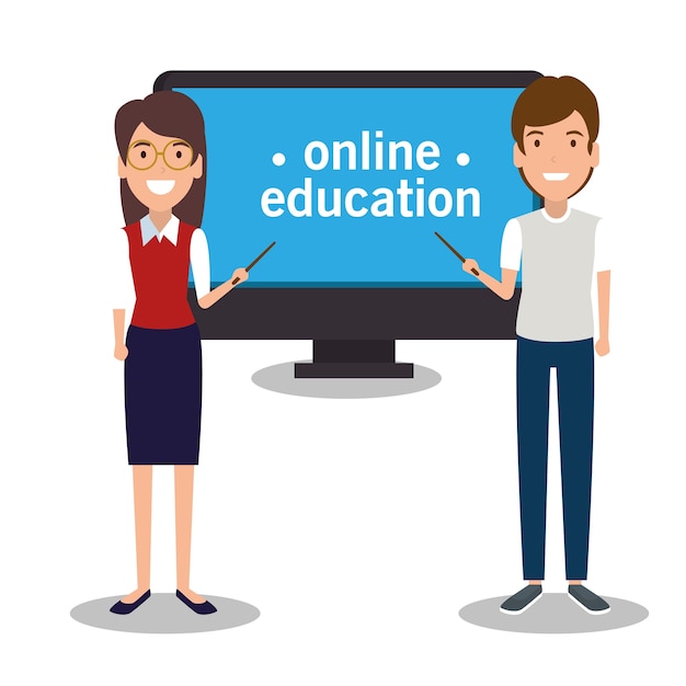 educación en línea con pantalla de escritorio