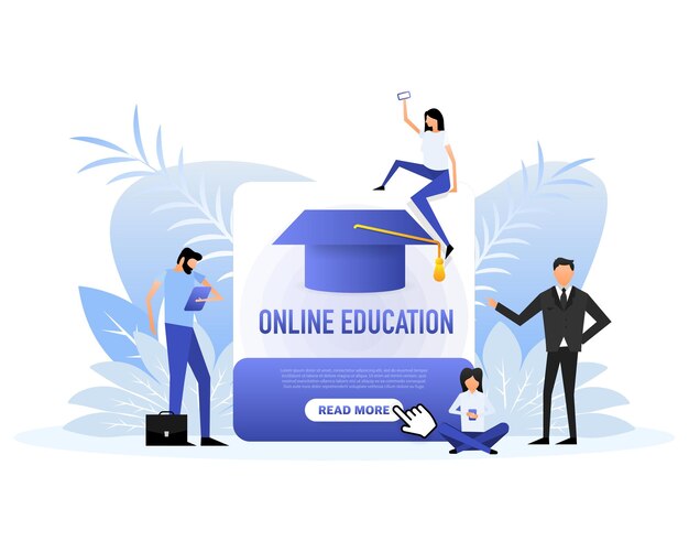 Educación en línea personas en estilo plano Carácter de ilustración de vector plano