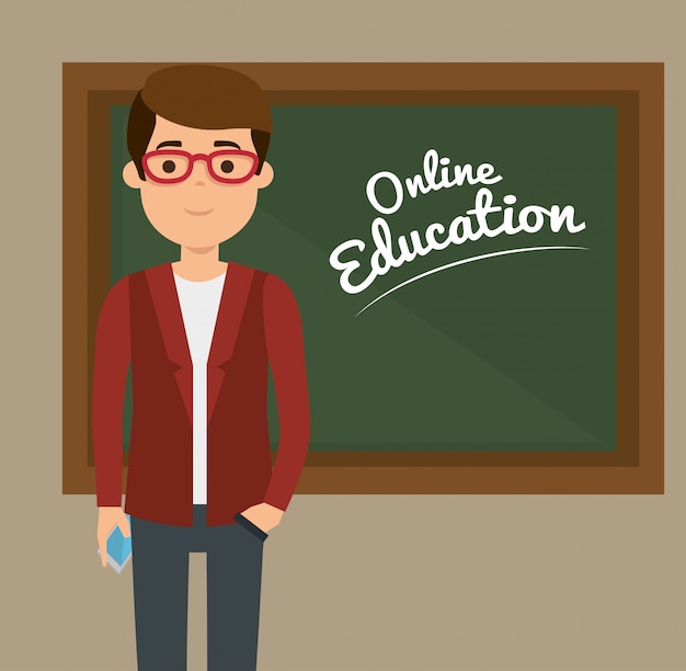 Vector educación en línea con profesor