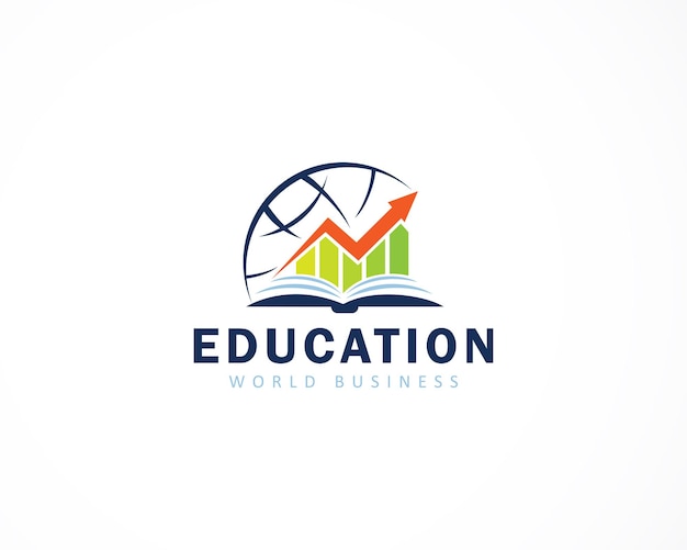 Educación logo crecimiento negocio mundo logo diseño concepto financiero