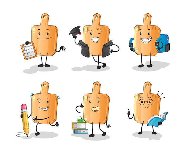 La educación del mantel de madera establece el carácter. vector de mascota de dibujos animados