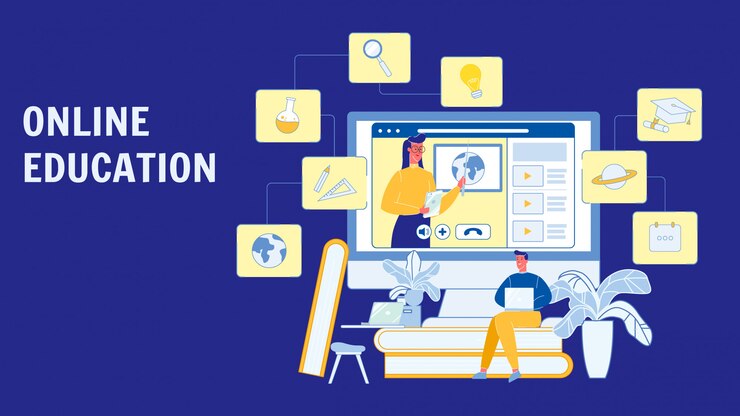 Vector educacion online, cursos vector banner layout