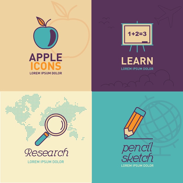 Vector educación plana iconos