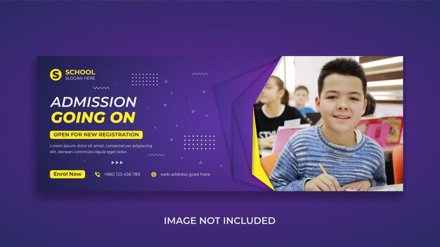 Educación de regreso a la escuela Publicación en redes sociales Portada de Facebook y banner web con forma abstracta y sombra realista