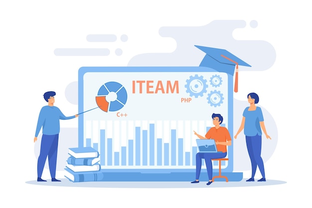 Educación remota, seminario web. Clases de informática y alta tecnología. Cursos de gestión de TI, TI en línea