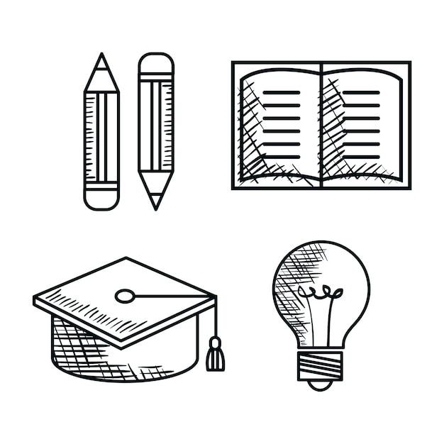 educación suministros dibujo iconos
