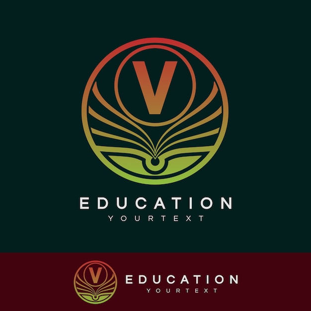 Education initial letter v logo diseño