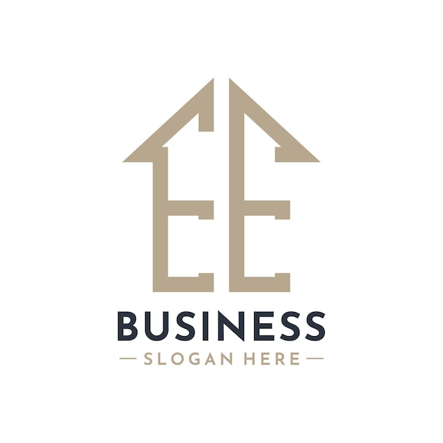EE Letter House Logo para la marca de negocios inmobiliarios EE Gestión de propiedades Iniciales modernas AA Diseño del logotipo