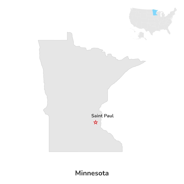 Ee. uu. estado estadounidense de minnesota ee. uu. estado de minnesota contorno del mapa del condado sobre fondo blanco