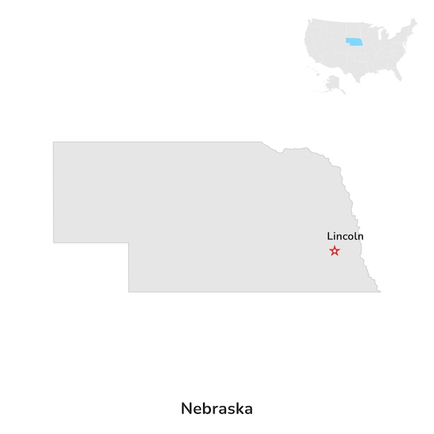 Ee.uu. estado estadounidense de nebraska ee.uu. estado de nebraska contorno del mapa del condado sobre fondo blanco.