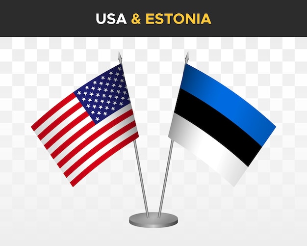 Vector ee. uu. estados unidos américa vs estonia banderas de escritorio maqueta 3d vector ilustración banderas de mesa