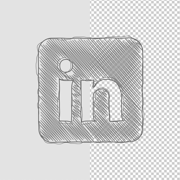 Efecto de boceto Icono de LinkedIn con fondo personalizable