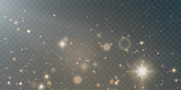 Efecto de bokeh brillante y nube brillante con partículas de polvo brillantes aisladas en un fondo transparente