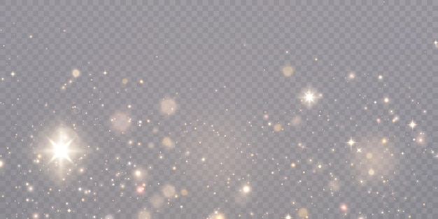 Efecto de bokeh brillante y nube brillante con partículas de polvo brillantes aisladas en un fondo transparente