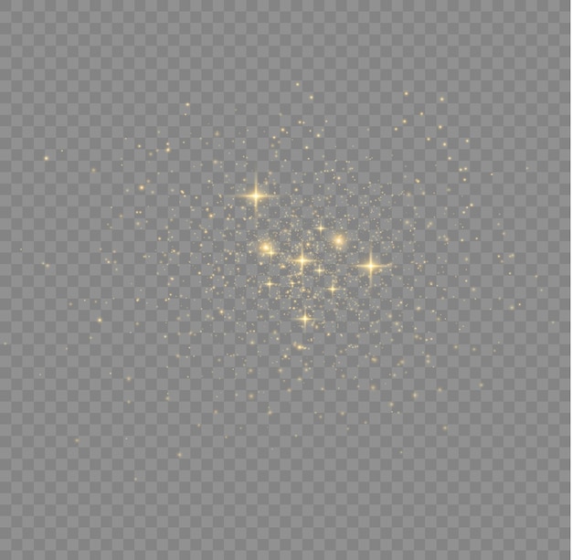 Efecto bokeh brillo amarillo desenfoque chispas estrelladas doradas Destello de lente de polvo de estrellas Luz dorada de Navidad Vector