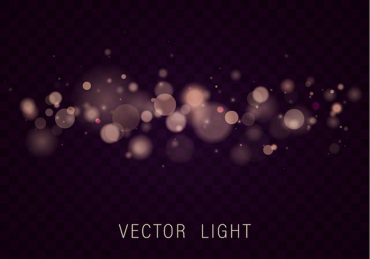 Vector efecto bokeh de luces luminosas. partículas de polvo mágico espumoso.