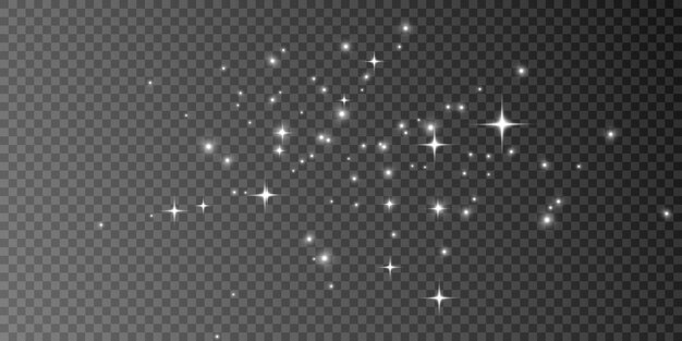 Efecto brillante de partículas brillantes aisladas sobre fondo transparente nube de estrellas vectoriales con polvo