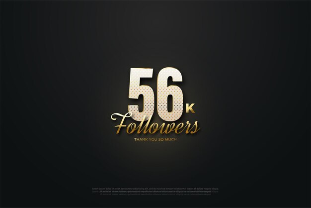 Vector efecto de brillo dorado que rodea el número de celebración de 56k seguidores
