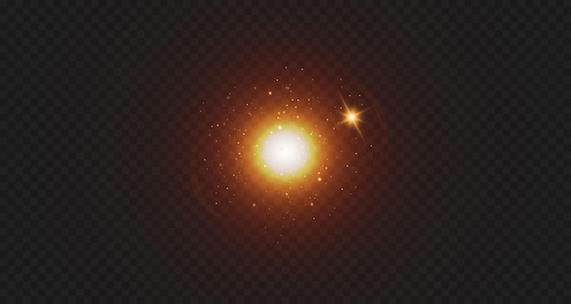 Efecto de brillo. La estrella estalló en llamas. Sol.