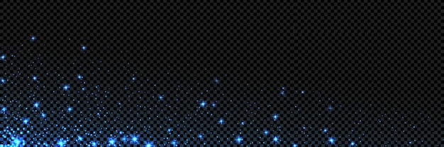 Efecto de brillo de luz azul con ilustración vectorial de luciérnaga mágica con polvo de llamaradas y estrellas