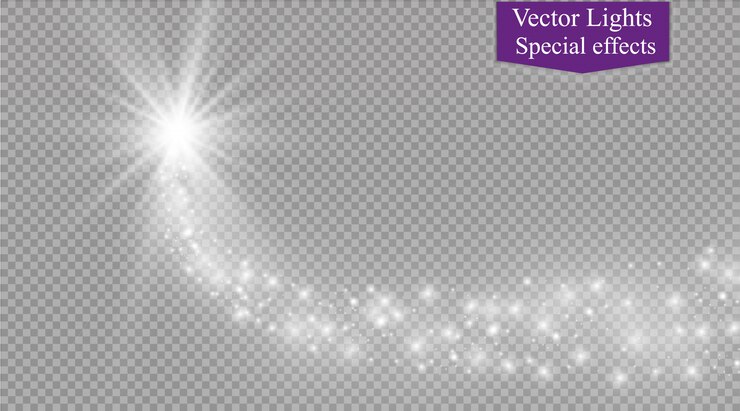 Vector efecto de brillo de luz estrellas estalla con destellos sobre fondo transparente.